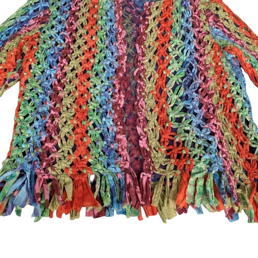 Vintage Sandy Starkman Ribbon Crochet Cardigan Boho Art to Wear India‎ M - Picture 4 of 8